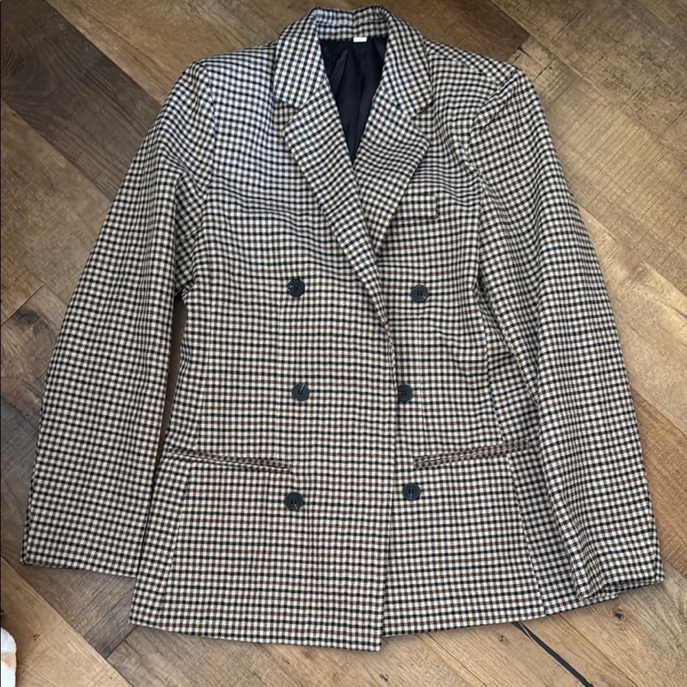 Checkered Double-Breasted Blazer - image 1